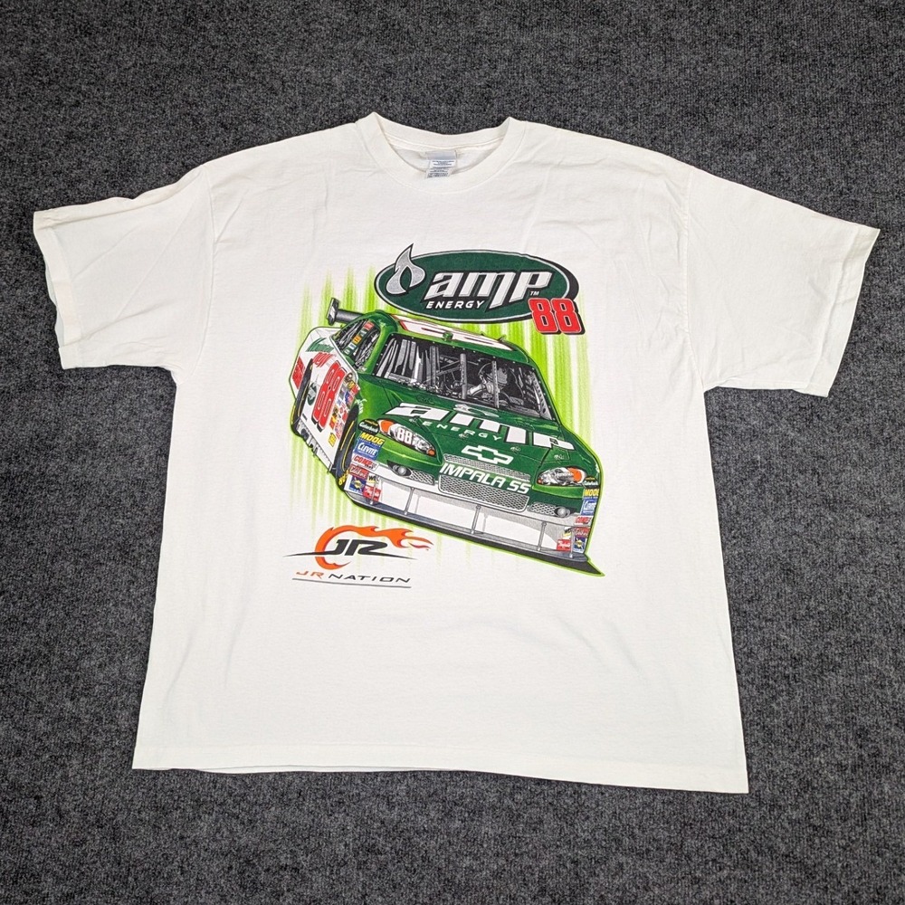 Vintage 2008 Dale Earnhardt Jr #88 Amp Energy Racing T-Shirt White 2XL